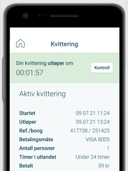 Aktiv kvittering i appen